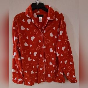 Angelina Sleepwear Red & White Hearts Woman’s Pajama Set XL Polyester